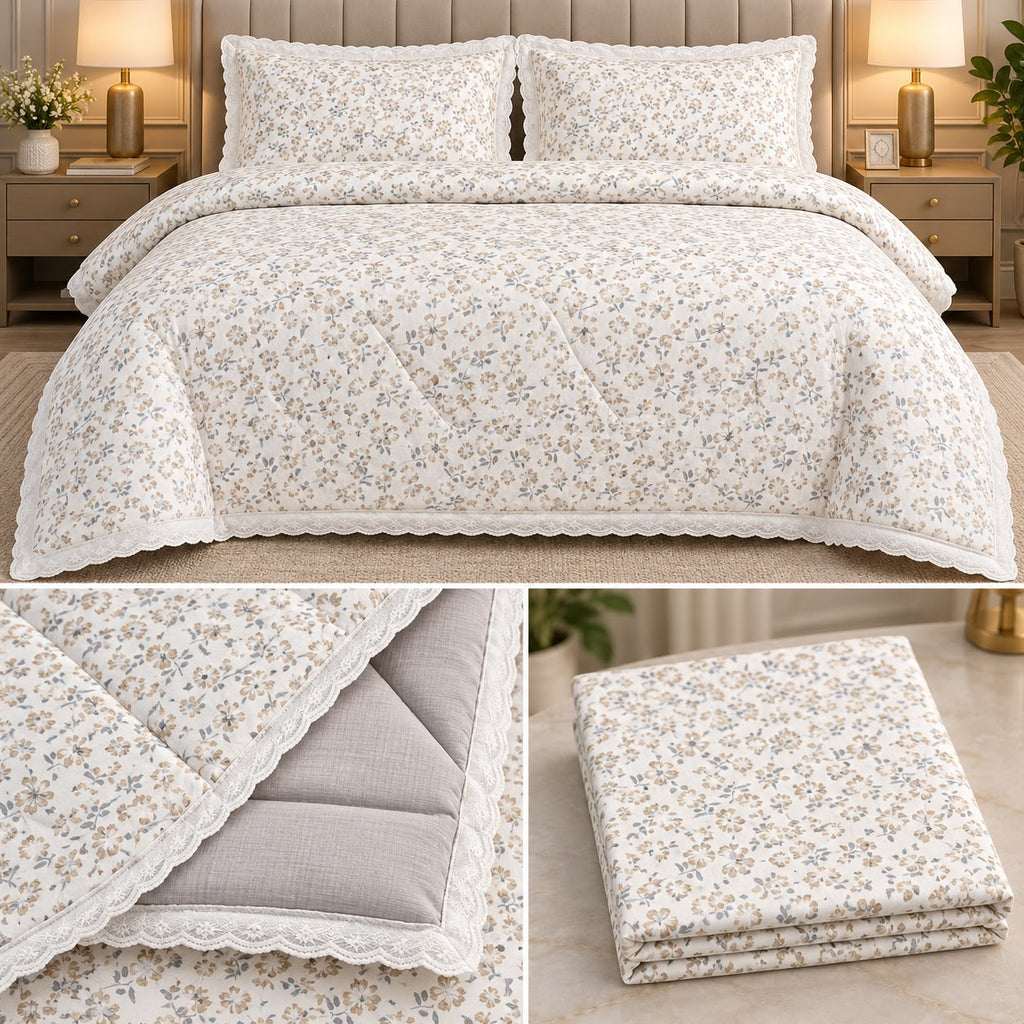 Lavender Bloom Floral Comforter Set – King Size 3 Pcs