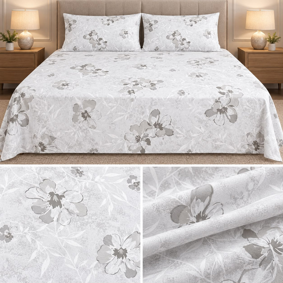 Signature Elegance Luxury Designer Printed Bedsheet Set – Super Jumbo King Size 122 x 122 Inch