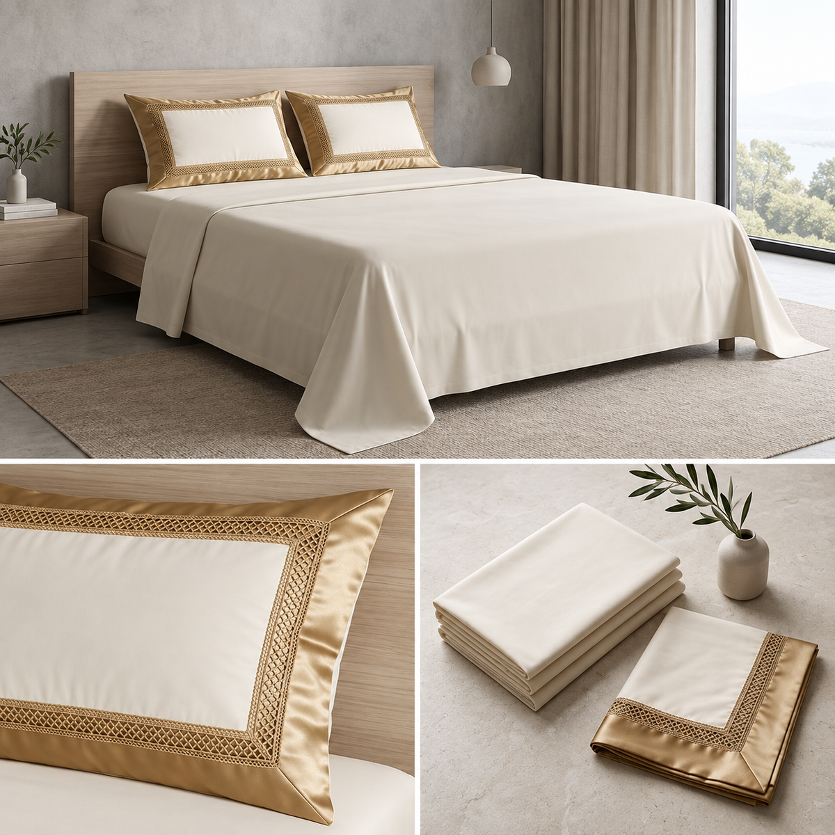Bamboo Fabric 450 TC King Size Bedsheet with 2 Designer Border Pillow Covers Pure Cotton | Product Code :- 55B135RKEH