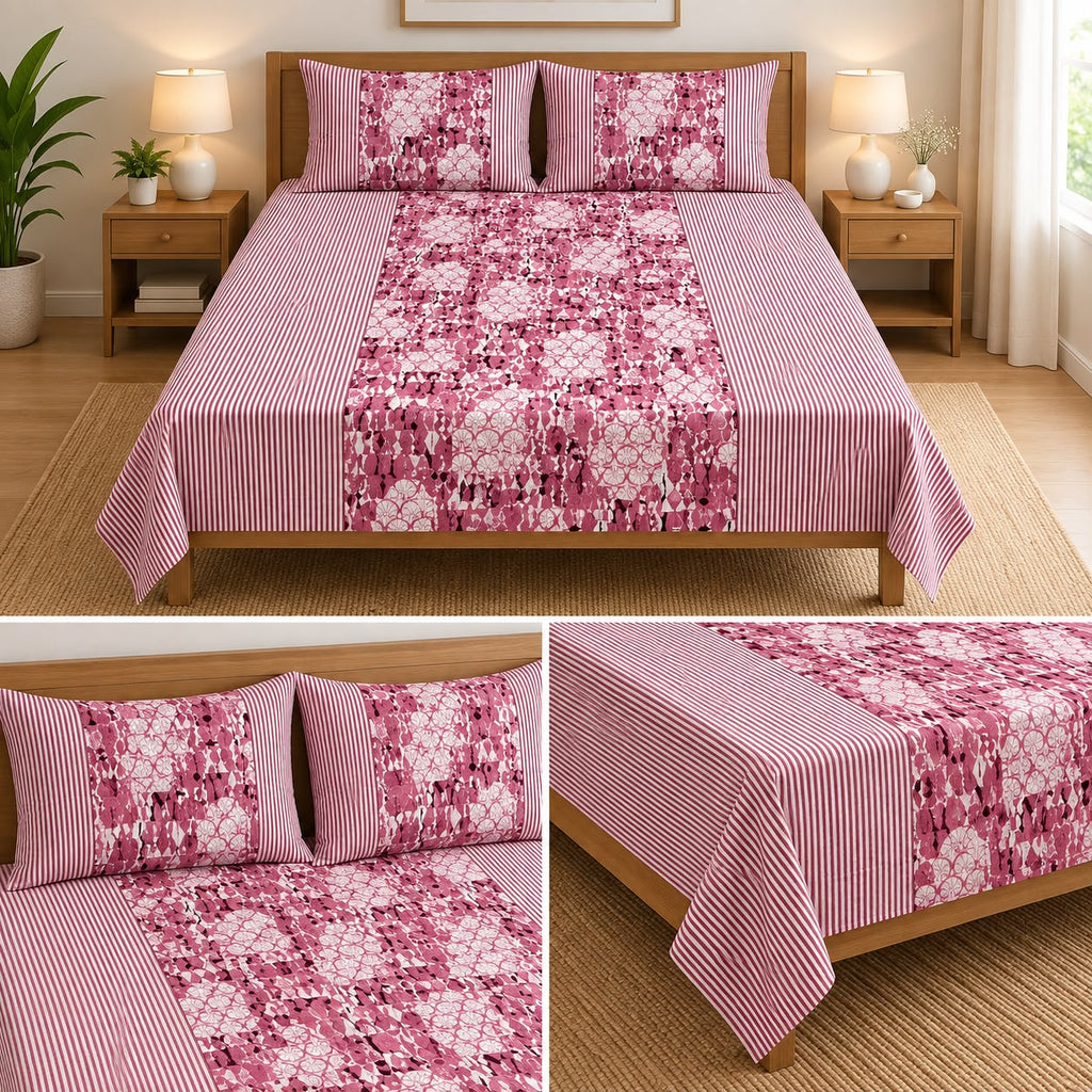 Jumbo Calcutta Phulkari Designs King Size Bedsheet Set (120 x 120 Inches) Product Code :- 55B145RKEH
