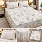 Wildflower Whisper 100% Pure Cotton Fitted Bedsheet Set