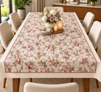 Rosewood Bloom Premium Linen Dining Sheet – 8 Seater | 60 × 108 Inches