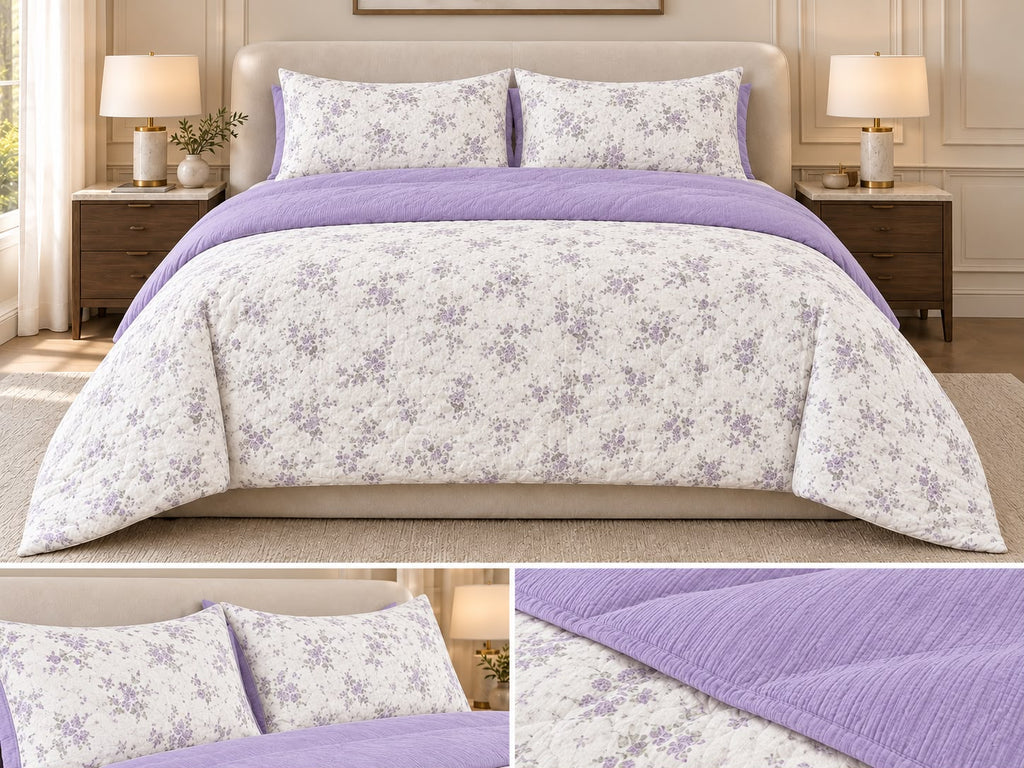 Austin Sage Bloom 4 Pcs King Size Comforter Bedsheet Set