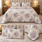 Vintage Bloom Quilted Bedcover Set – King Size 3 Pcs 100 % Pure Cotton