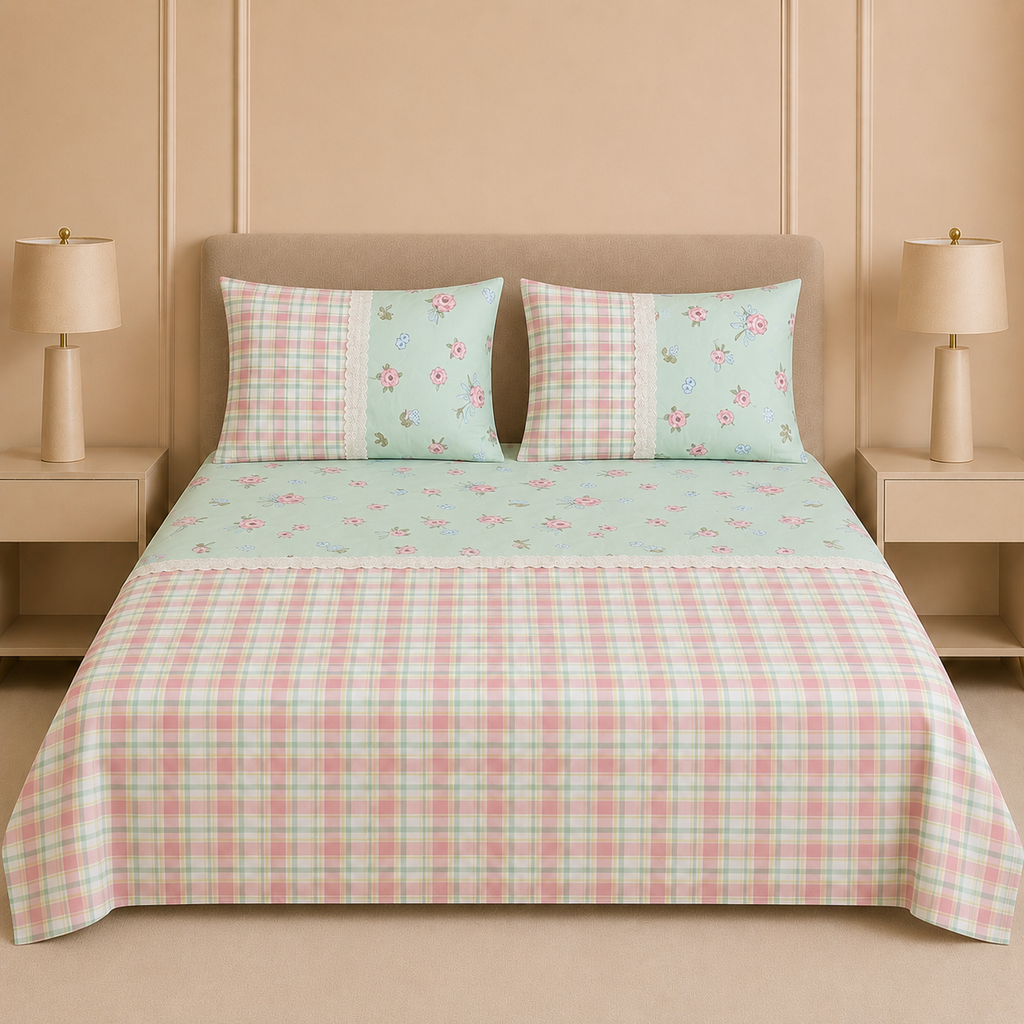 🛏️ English Bedsheet 108×108 – Elegant Comfort for Your Bedroom ProductCode :- 55B105RKEH