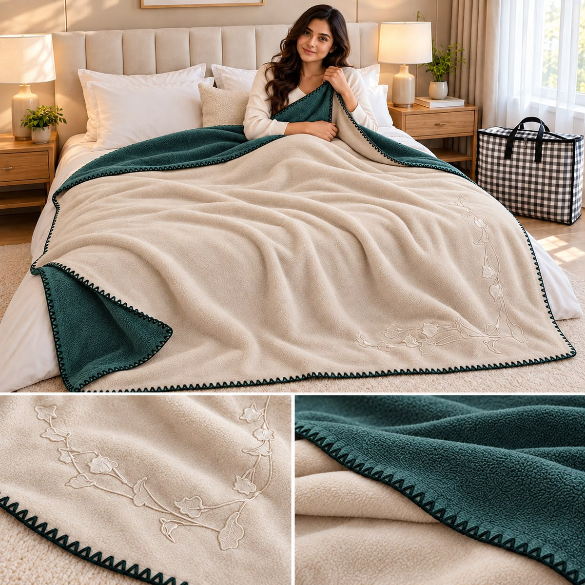 Plain Japanese Blanket – King Size | Reversible Soft & Cosy Dual-Tone Comfort