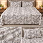 Premium English Botanical Floral Printed Bedsheet Set – King Size 3 Pcs