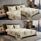 Heritage Block Print Cotton Bedsheet Set – King Size 3 Pcs