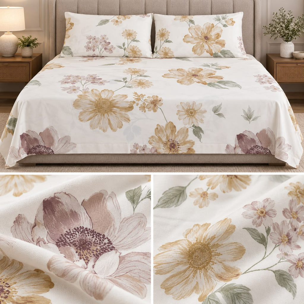 Signature Elegance Luxury Designer Printed Bedsheet Set – Super Jumbo King Size 122 x 122 Inch