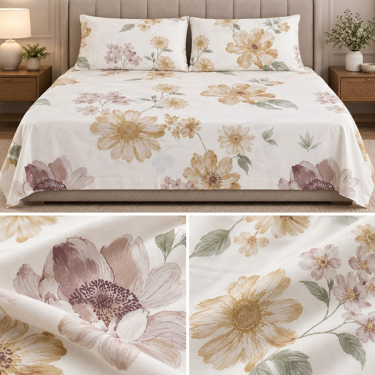 Signature Elegance Luxury Designer Printed Bedsheet Set – Super Jumbo King Size 122 x 122 Inch
