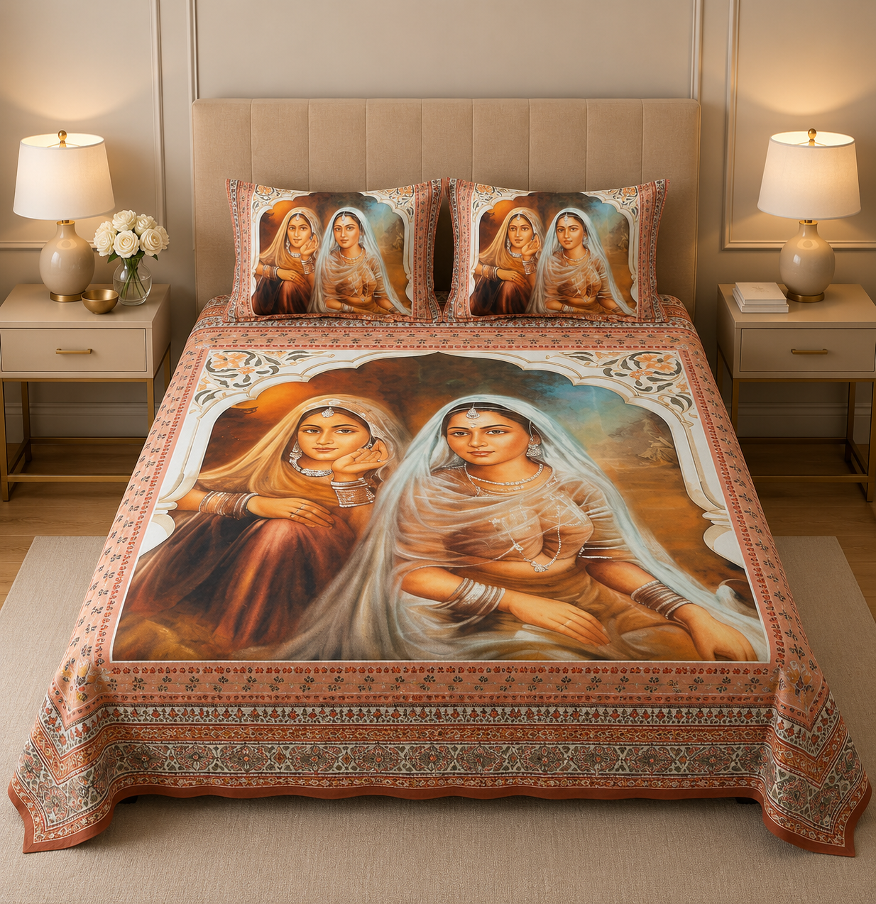 Digital Printed Bedsheet Set – King Size (3 Pieces)