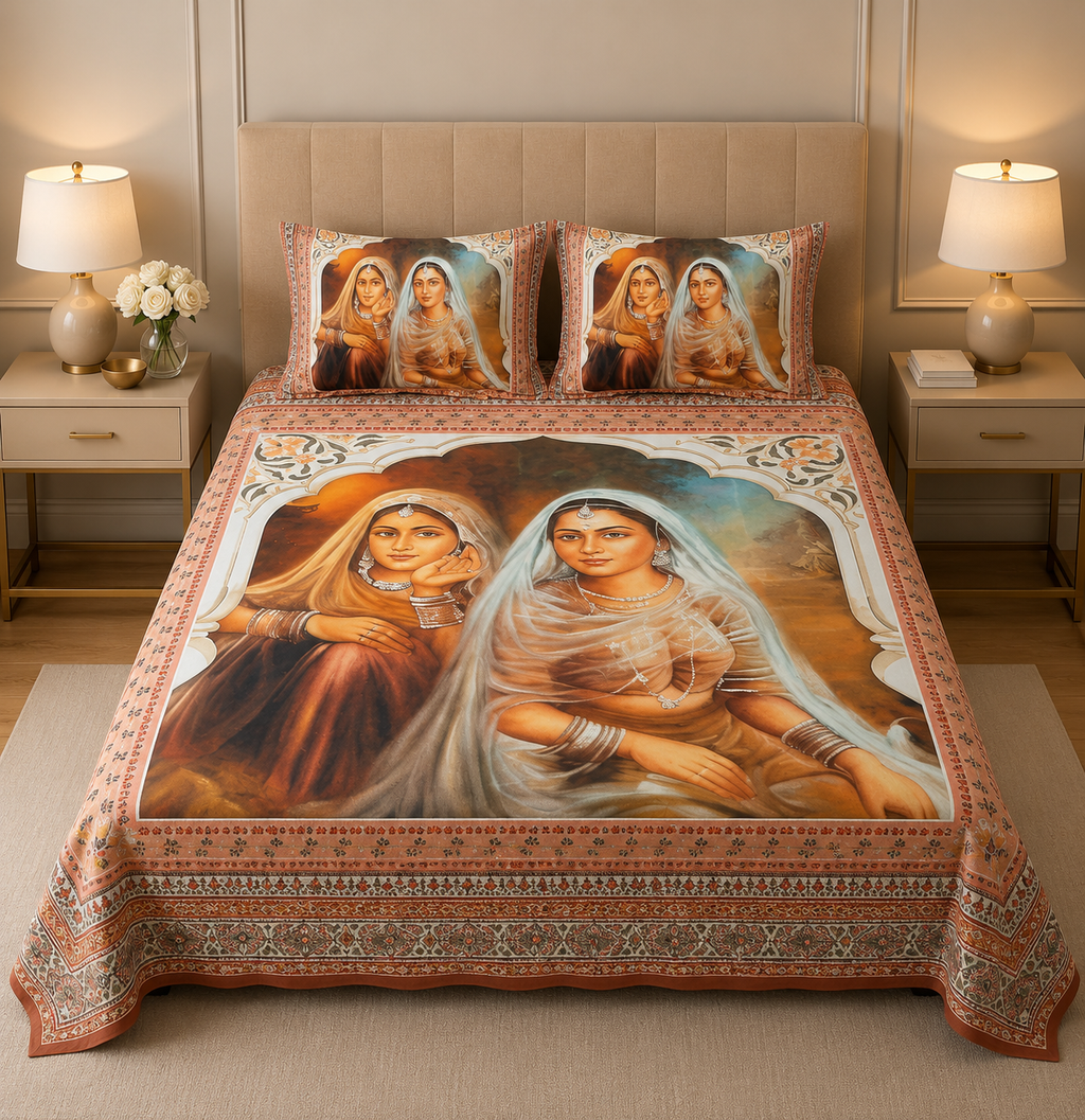 Digital Printed Bedsheet Set – King Size (3 Pieces)