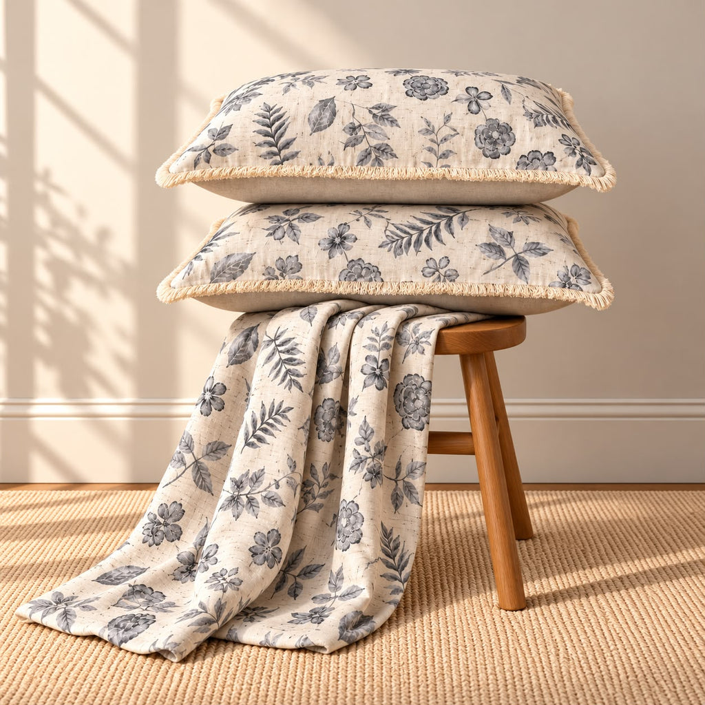 Vintage English Garden Floral Bedsheet Set with Elegant Lace Pillow Covers – 3 Pcs