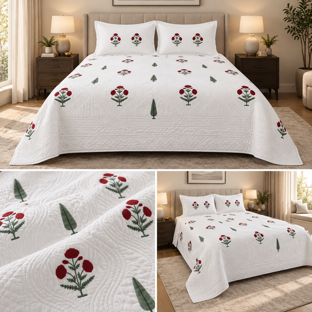 Motif Muslin Quilted Bedcover – King Size Luxury Product Code :- 55B365RKEH