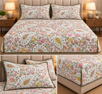 Vintage Bloom Quilted Bedcover Set – King Size 3 Pcs 100 % Pure Cotton