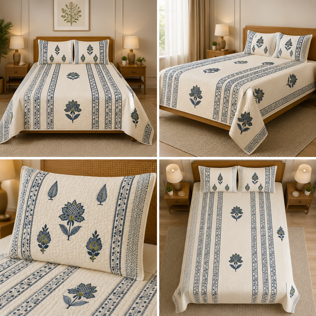 Motif Muslin Quilted Bedcover – King Size Luxury Product Code :- 55B365RKEH