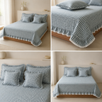 European Checkmate 5Pcs Quilted Bedcover 100% Pure Cotton