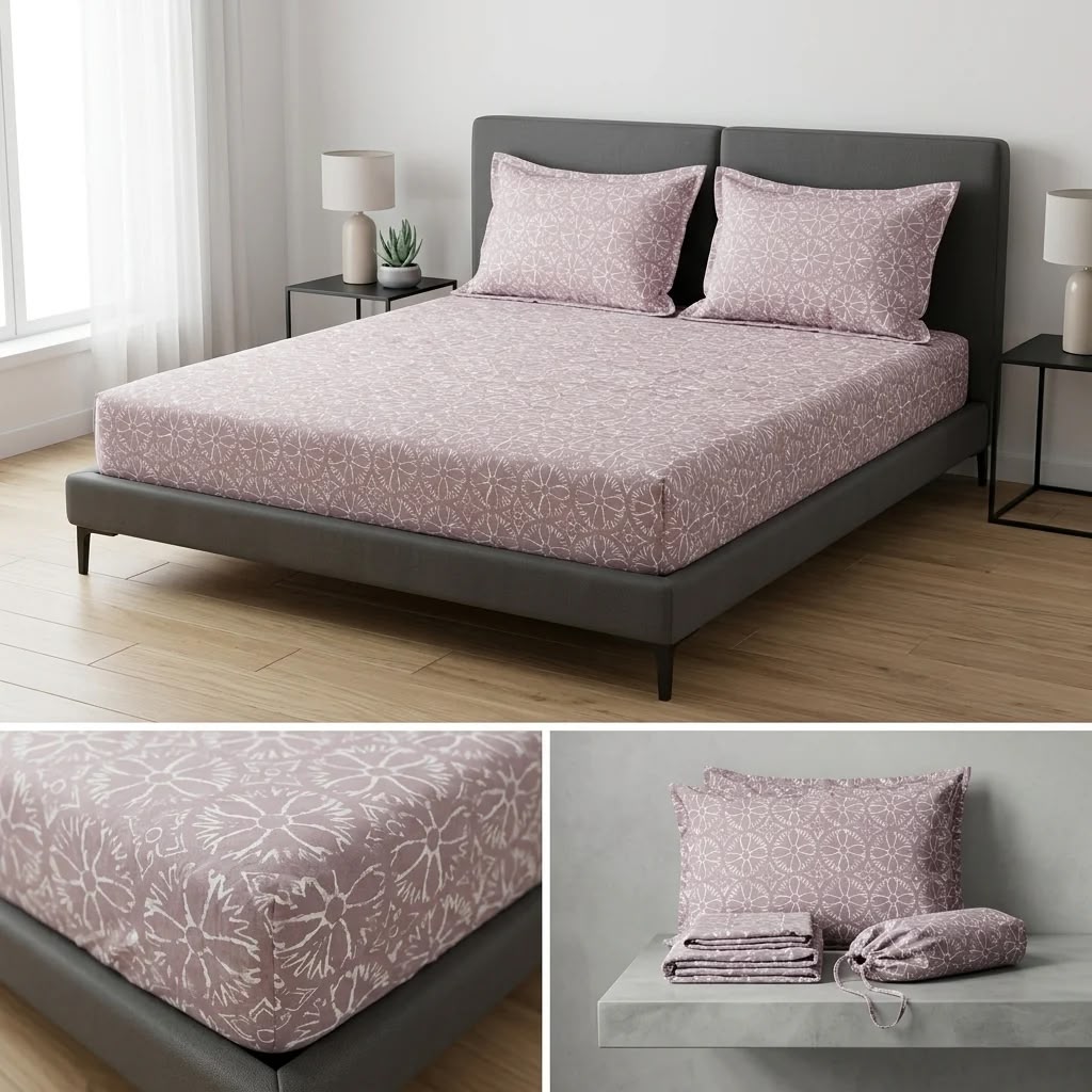 Classical Design Elastic/Fitted Bedsheets Pure Mulmul Cotton 108 BY 108 Inch Product Code :- 55B135RKEH