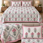Soft Khadi Floral Bedcover Set – 3 Pcs | Elegant Traditional Print