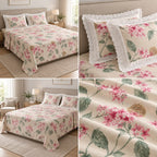 Floral King Size Bedsheet with Designer Lace Pillow Covers (108 x 108 Inches) Product Code:- 55B1150RKEH