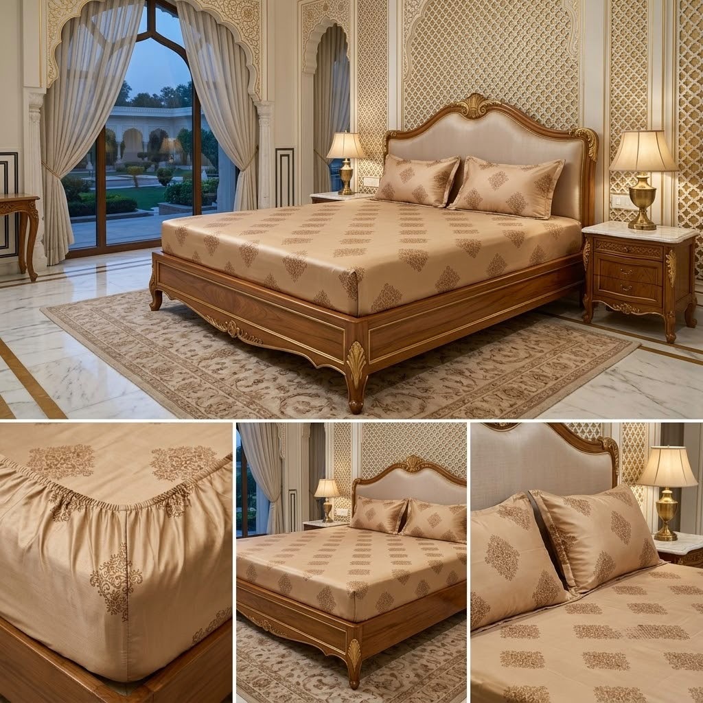 Elastic/Fitted Bedsheets Pure Mulmul Cotton King Size Bedsheet Product Code :- 55B135RKEH
