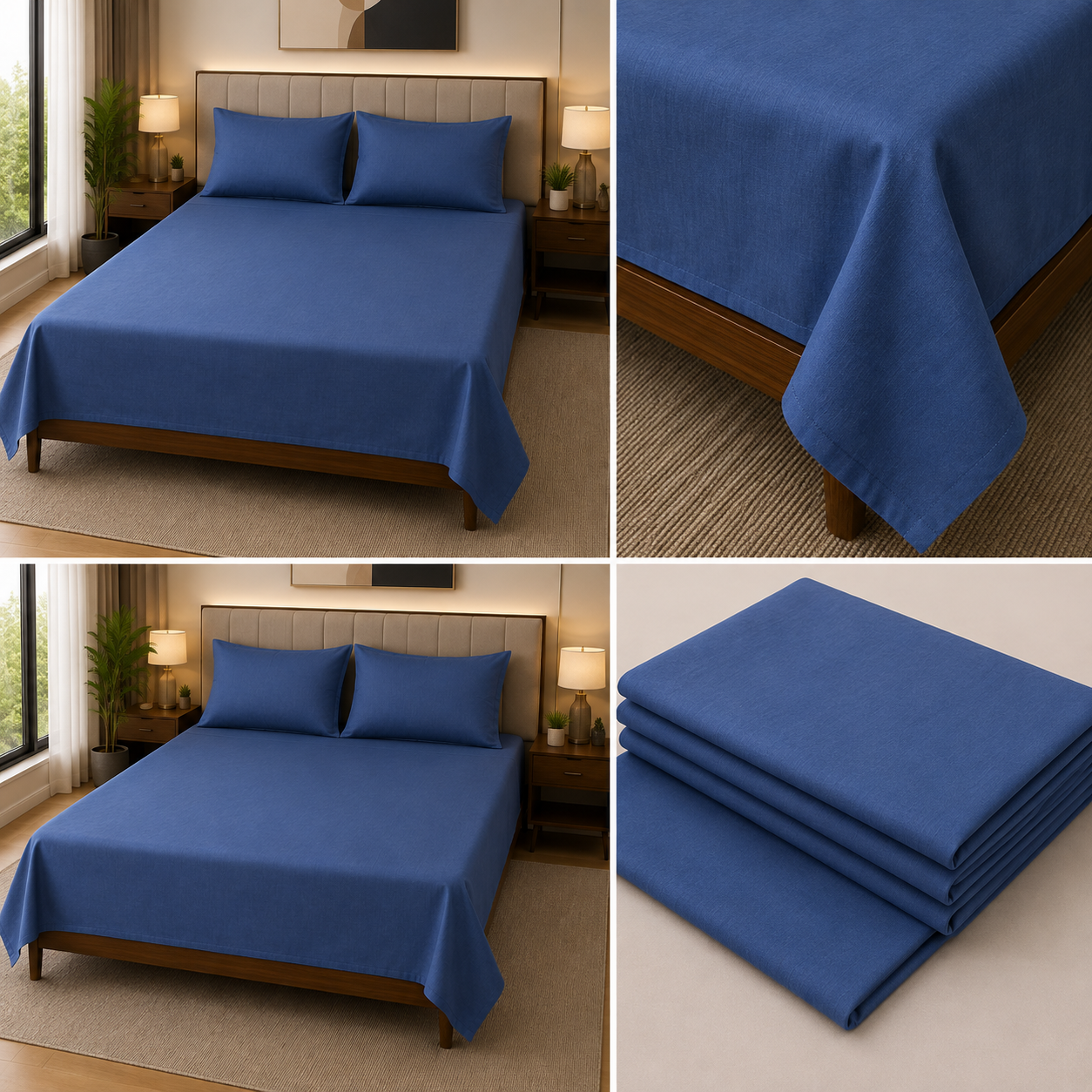 King Size Satin Bedsheet Set – 108×108 Inches | 3 Pcs with 2 Matching Pillow Covers | Product Code :- 55B135RKEH