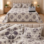 Floral Printed Winter Bedsheet Set with Matching Pillow Covers & Storage Bag – King Size