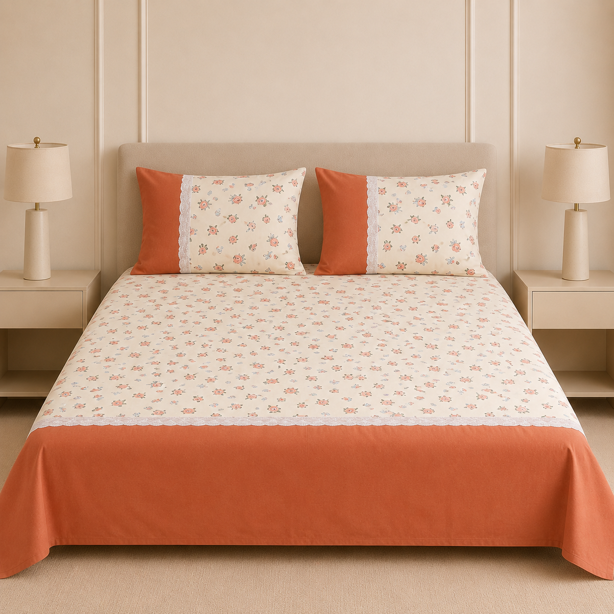 🛏️ English Bedsheet 108×108 – Elegant Comfort for Your Bedroom ProductCode :- 55B105RKEH