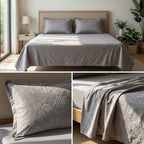 Warm Embossed Rose Floral Fitted Bedsheet Set – King Size (3 Pcs)