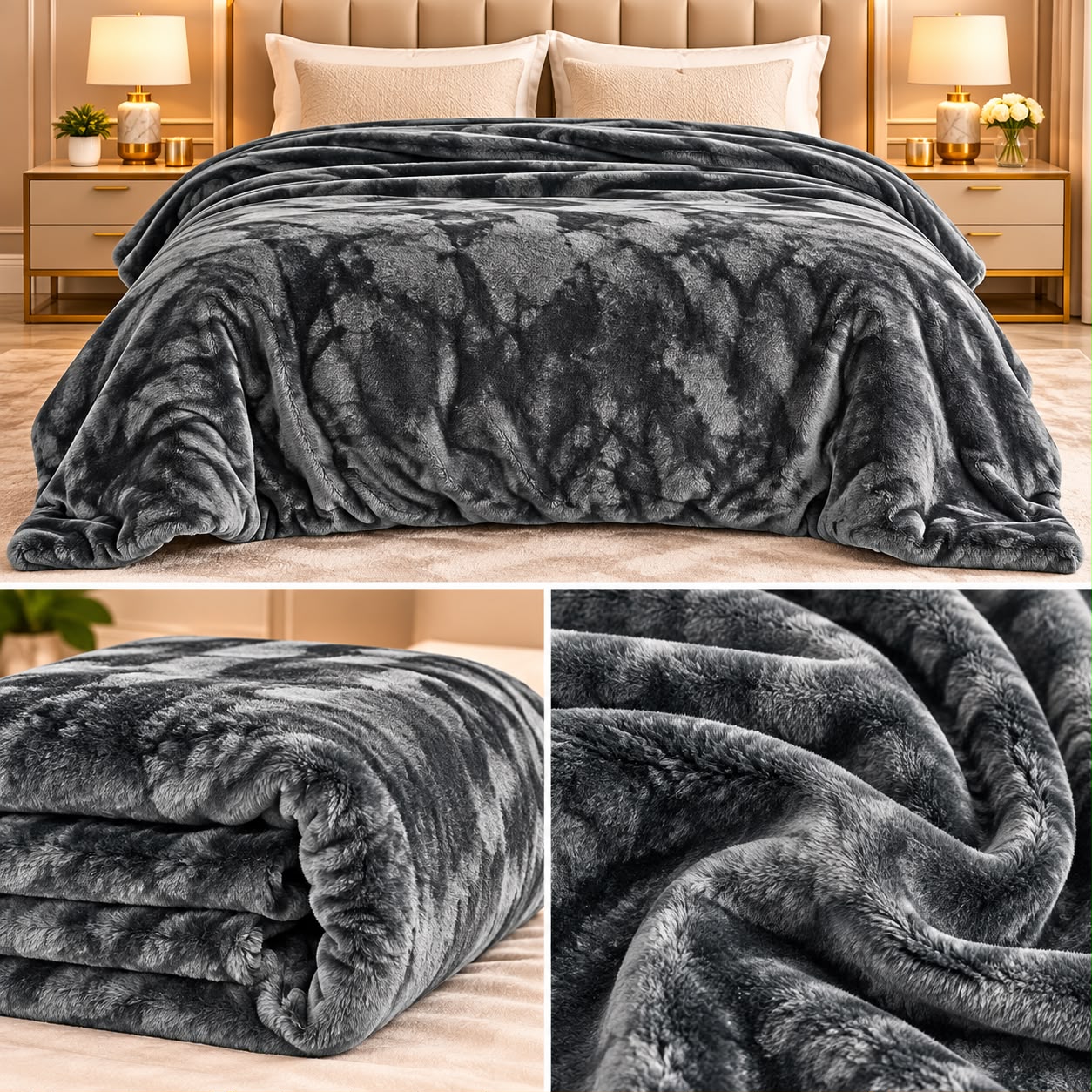 Luxe Solid Velvet Winter Blanket – Ultra-Soft Plush Warm Blanket for Double Bed
