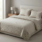 Serene Bloom Luxe Linen Cotton 4-Piece Comforter Set – Premium Embroidered Bedding Collection Product Code :- 55B525RKEH