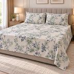 Premium English Botanical Floral Printed Bedsheet Set – King Size 3 Pcs