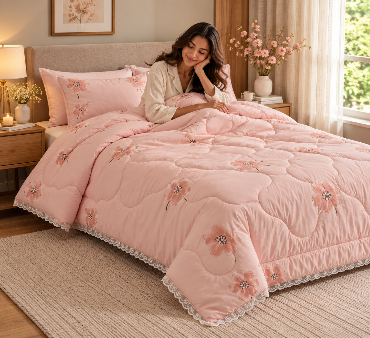 Milky Soft English Floral Print Printed Comforter | Double bed Product Code :- 55B159RKEH