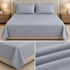 Premium Soft Ribbed Plain Bedsheet Set – King Size 3 Pcs