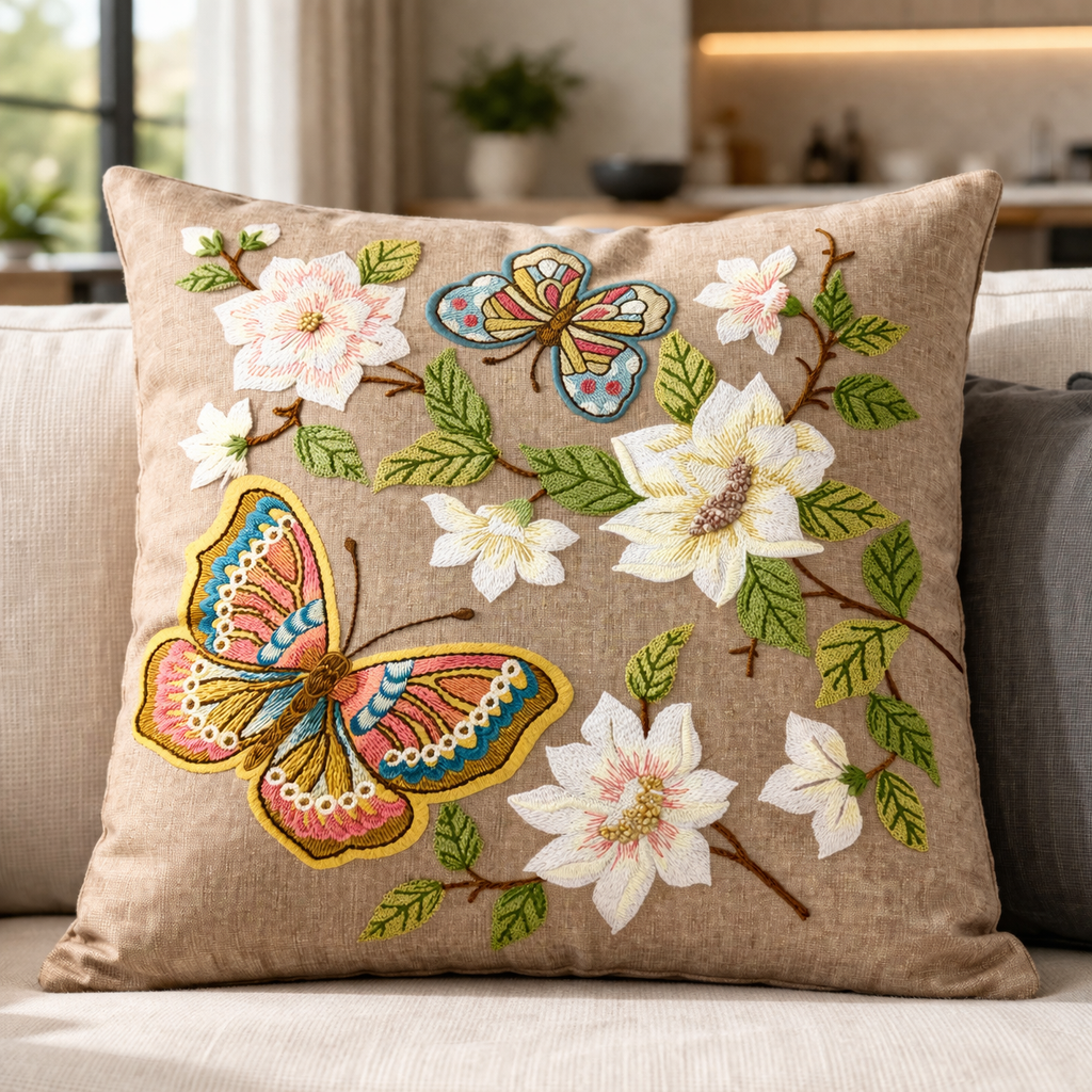 Hand Embroidered Cushion Covers – 20 x 20 Inch (Cotton Base)