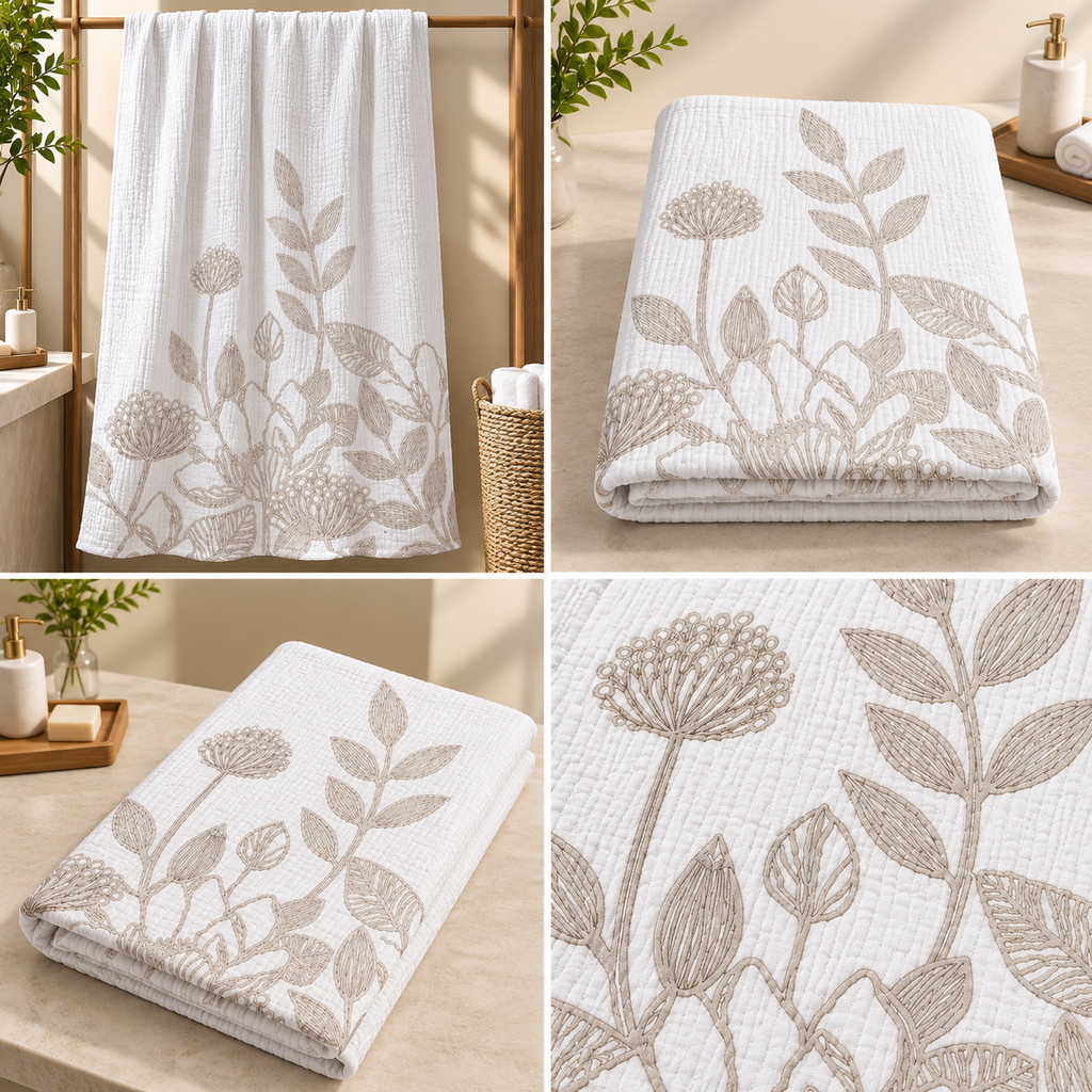 Savanna Rain Gauze Cotton Bath Towel – Artistic Printed Design | 70 × 140 CM