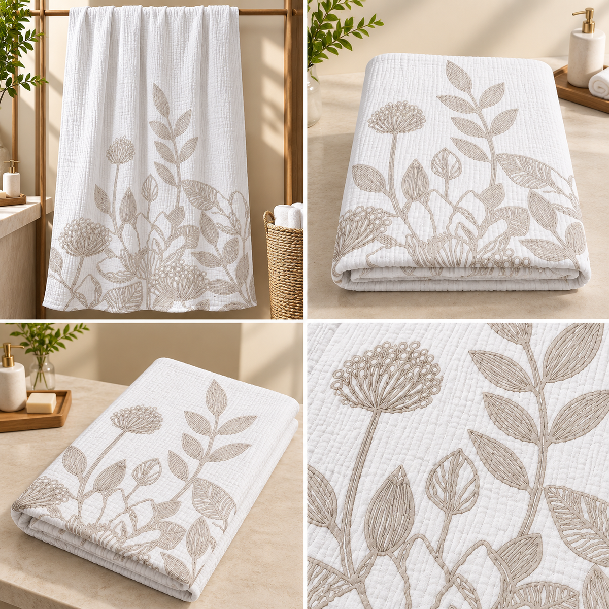 Savanna Rain Gauze Cotton Bath Towel – Artistic Printed Design | 70 × 140 CM