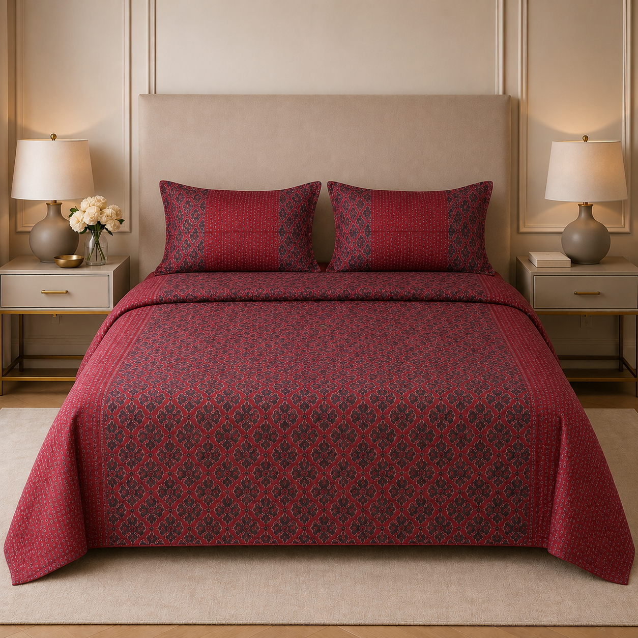 Premium 4 PC Mulmul AC Quilt Set – Organic Cotton Summer Collection Product Code :- 55B385RKEH