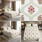 Heritage Block Print Cotton Bedsheet Set – King Size 3 Pcs
