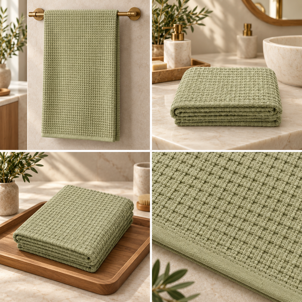 Bamboo Cloud Textured Waffle Bath Towel – 70 × 140 CM | Bamboo Cotton