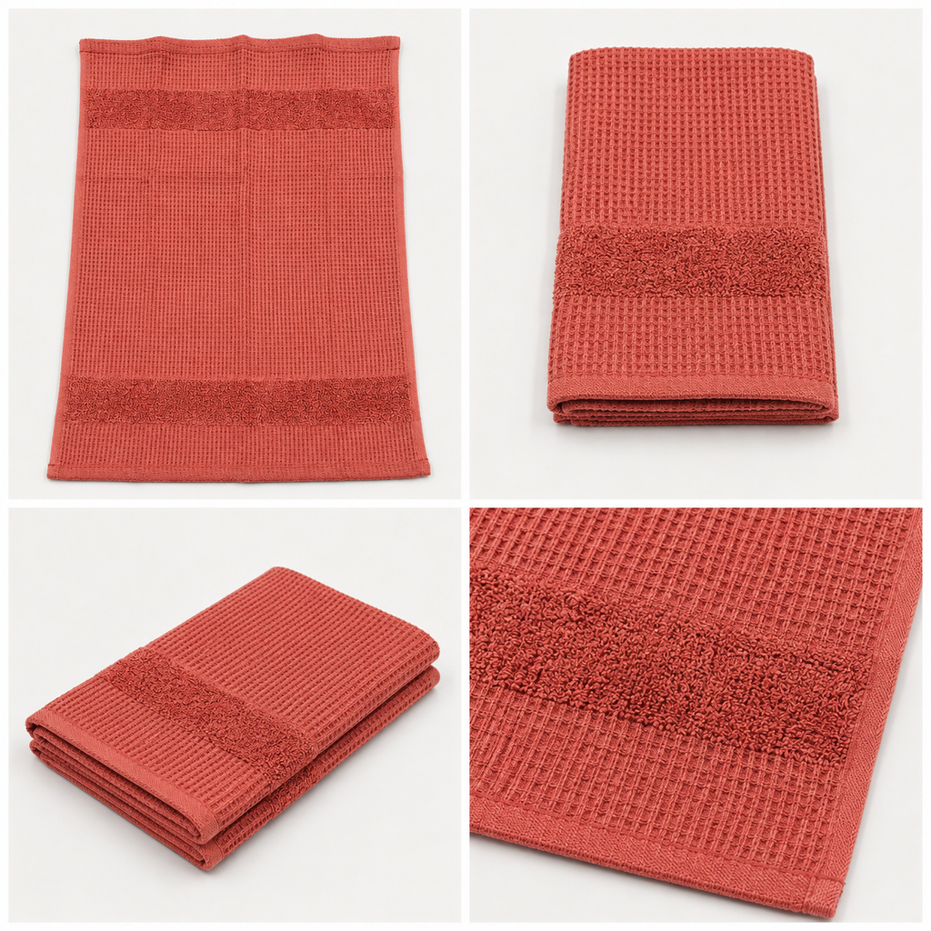 Luxe Waffle Terry Cotton Hand Towel – 40 × 60 CM | Textured Everyday Towel