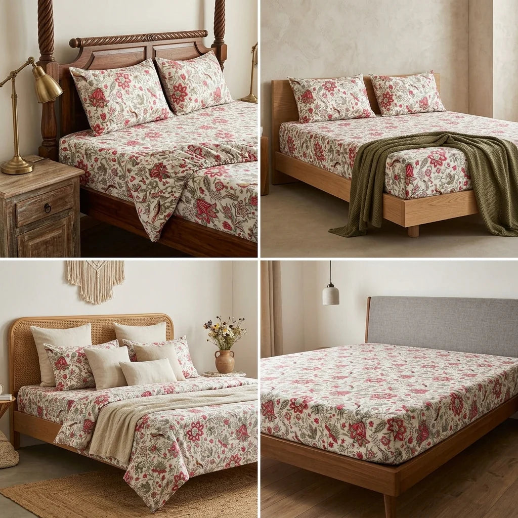 Fitted Bedsheets Pure Cotton 108 BY 108 Inch Product Code :- 55B89RKEH