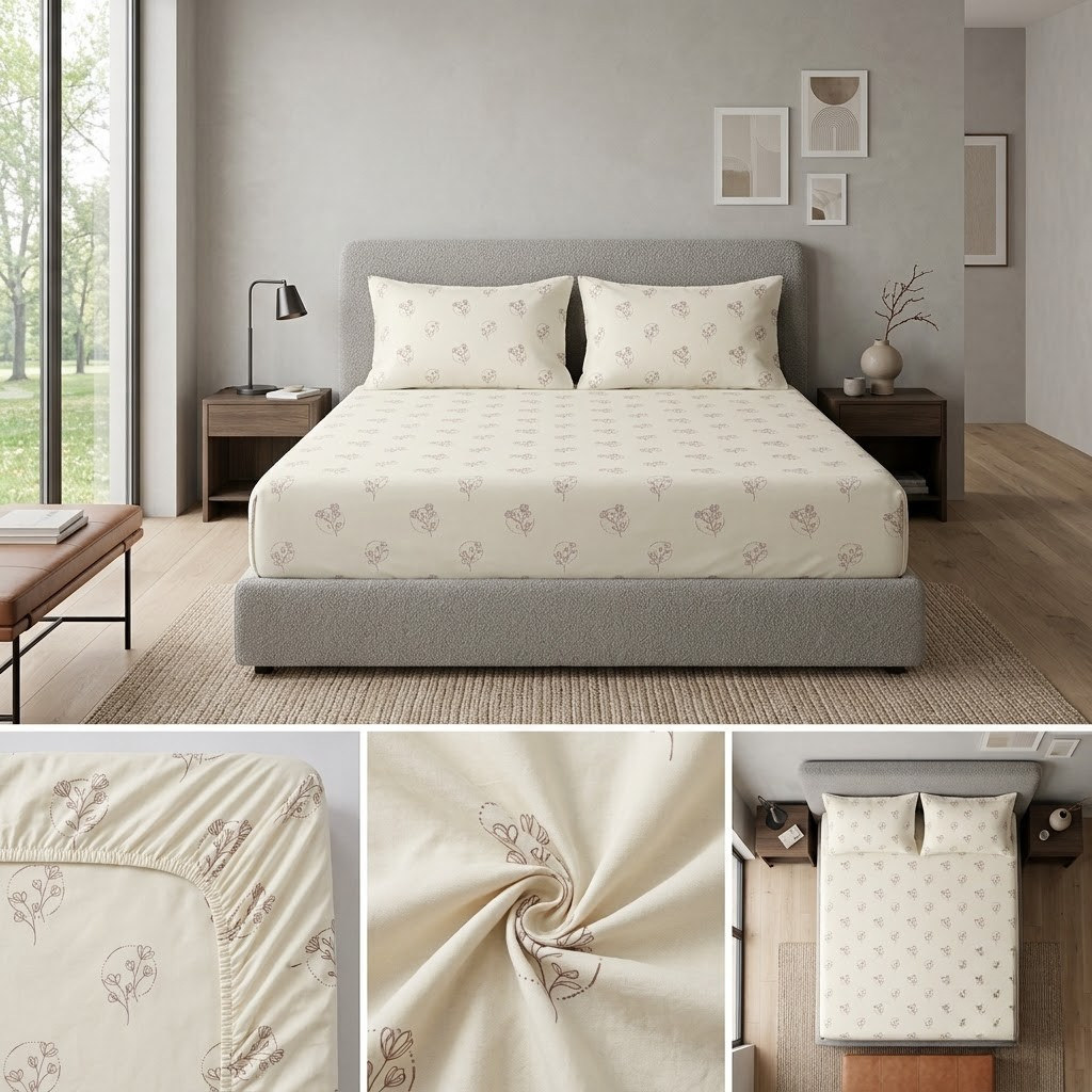 Elastic/Fitted Bedsheets Pure Mulmul Cotton King Size Bedsheet Product Code :- 55B135RKEH