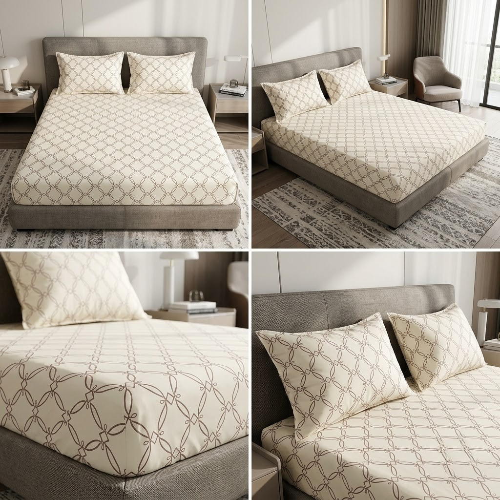 Elastic/Fitted Bedsheets Pure Mulmul Cotton King Size Bedsheet Product Code :- 55B135RKEH