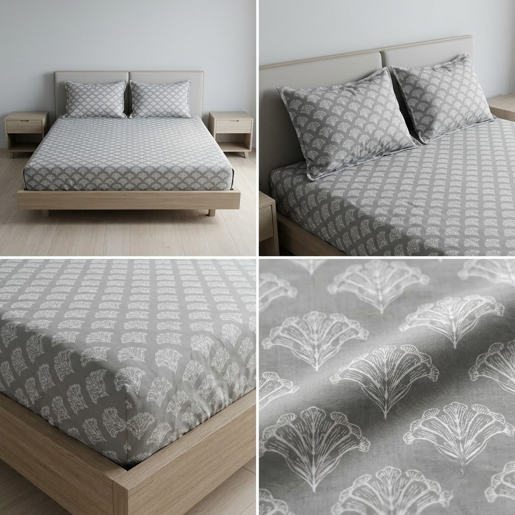 Elastic/Fitted Bedsheets Pure Mulmul Cotton King Size Bedsheet Product Code :- 55B135RKEH