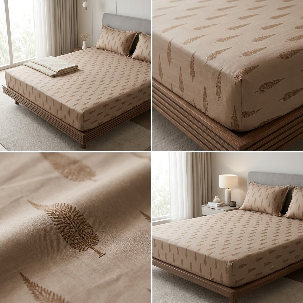 Elastic/Fitted Bedsheets Pure Mulmul Cotton King Size Bedsheet Product Code :- 55B135RKEH