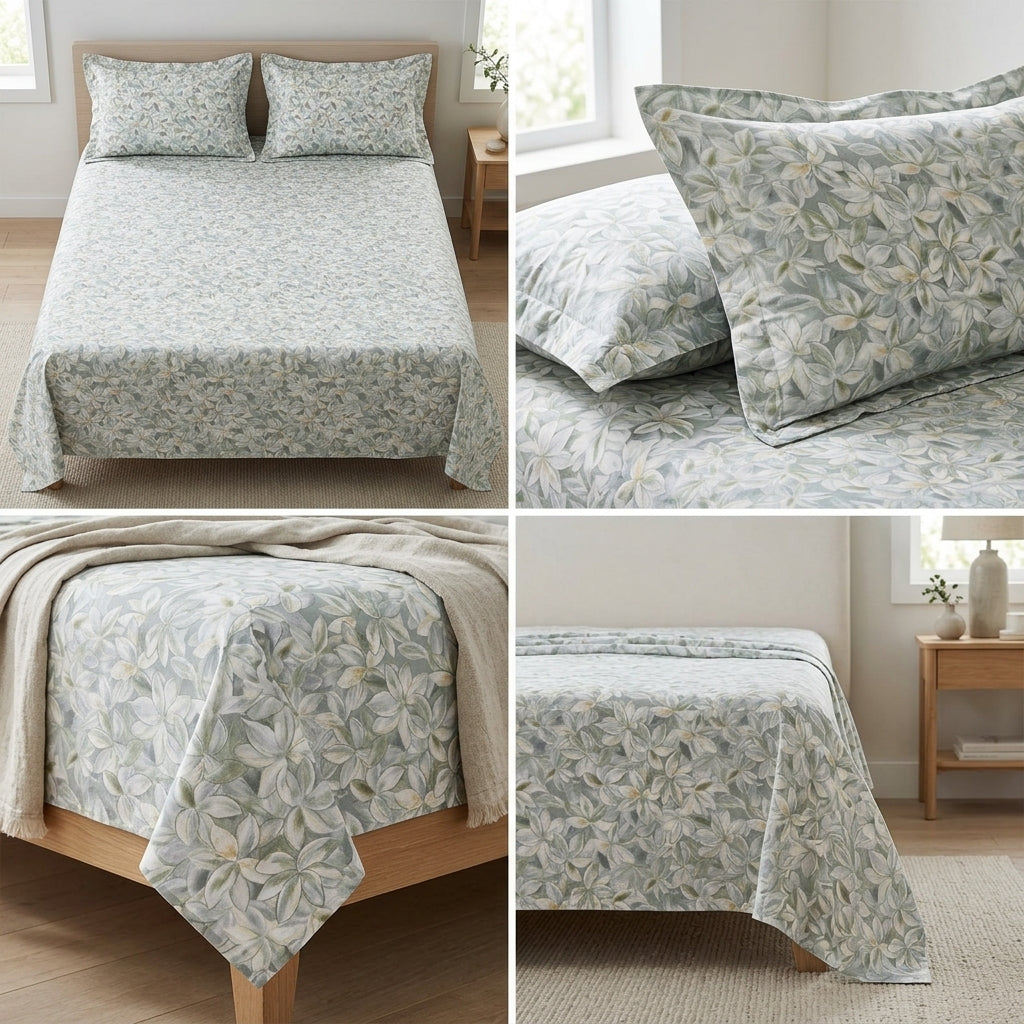 King Size Muslin Cotton Bedsheet (108×108) – 100% Egyptian Cotton with 2 Pillow Covers