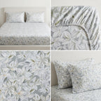 Pure Cotton Printed Fitted Bedsheet Set with 2 Pillow Covers