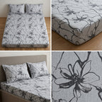 Pure Cotton Printed Fitted Bedsheet Set with 2 Pillow Covers