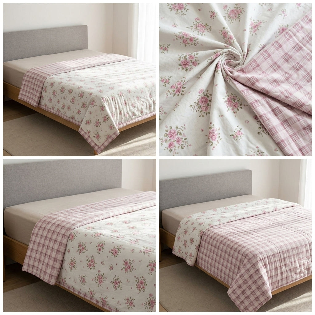 Double Reversible Muslin Dohar – 350 Thread Count | Premium Summer Comfort